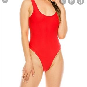 Red one piece swimsuit
